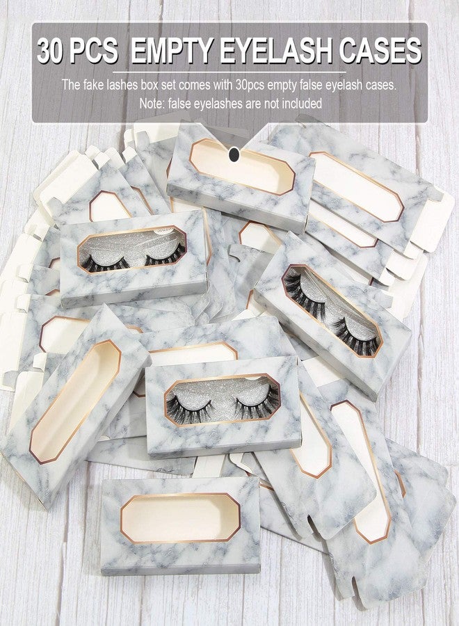 MAGEFY 30 Pieces Eyelashes Packaging Box, Empty Eyelash Boxes Lash Box Packaging Marble Paper Eyelash Storage Box Soft Paper Lash Case - Image 2